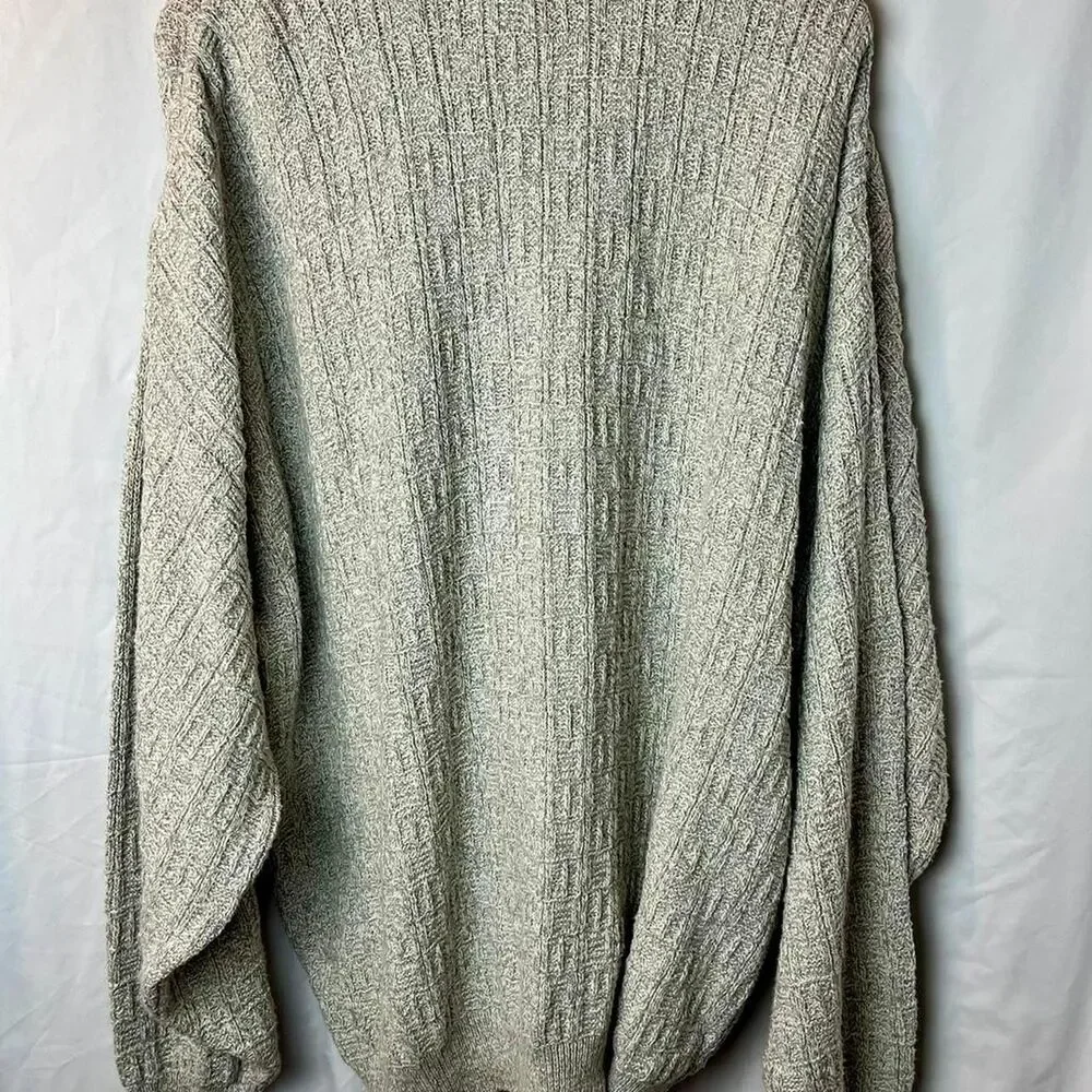 Trader Bay 2XL Knit Cardigan Oatmeal Textured GrandpaCore Fisherman Style VTG